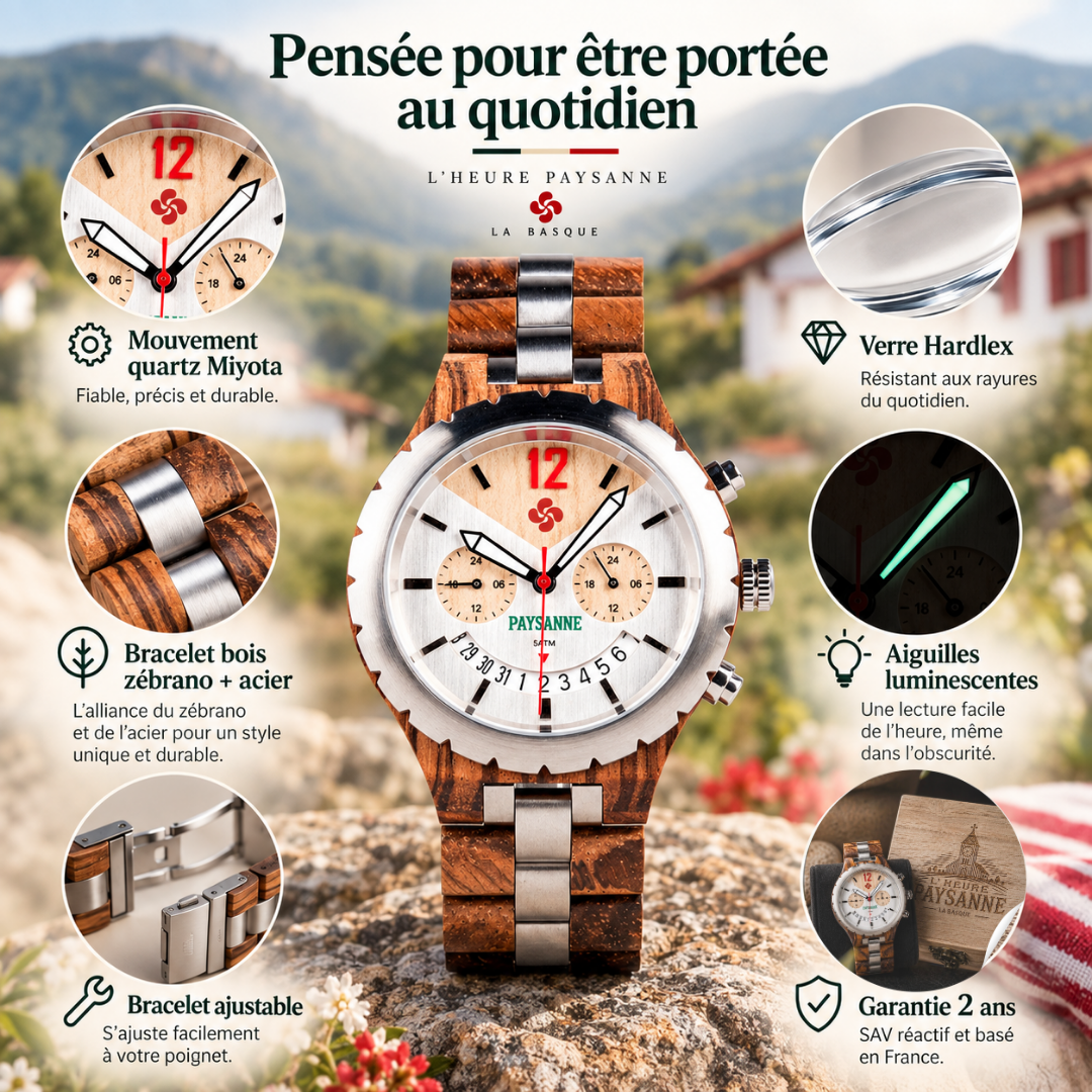 La Basque Homme - La montre en bois inspirée de votre région.