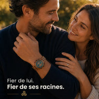 Montre La Bretonne portée au poignet dans un couple