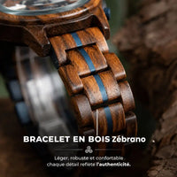 Bracelet de La Bretonne en bois de zébrano avec détails bleus
