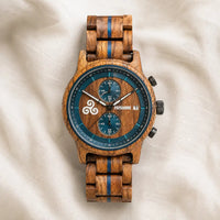 Montre en bois pour homme La Bretonne en zébrano avec cadran inspiré de la Bretagne