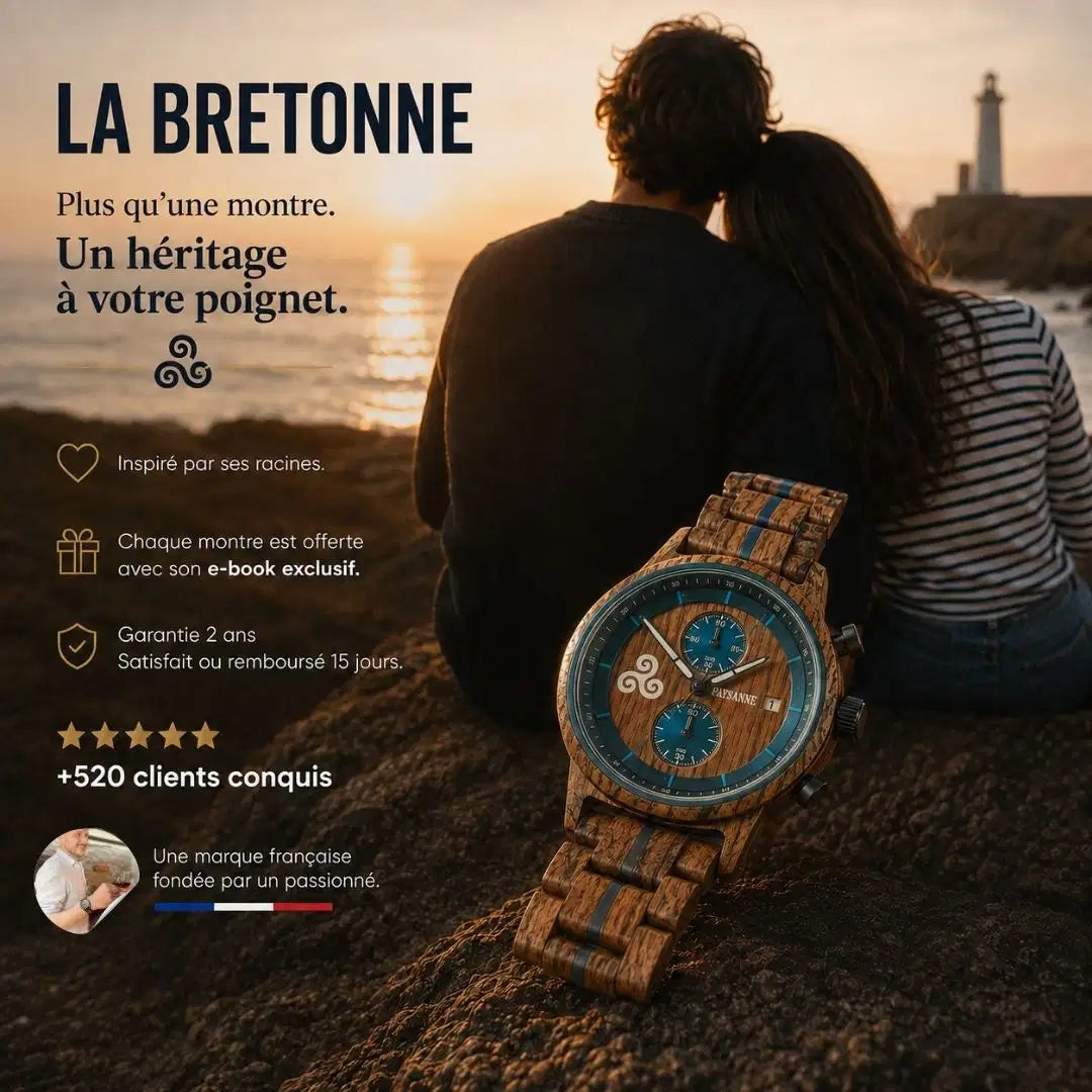 Caractéristiques de la montre en bois La Bretonne inspirée de la Bretagne