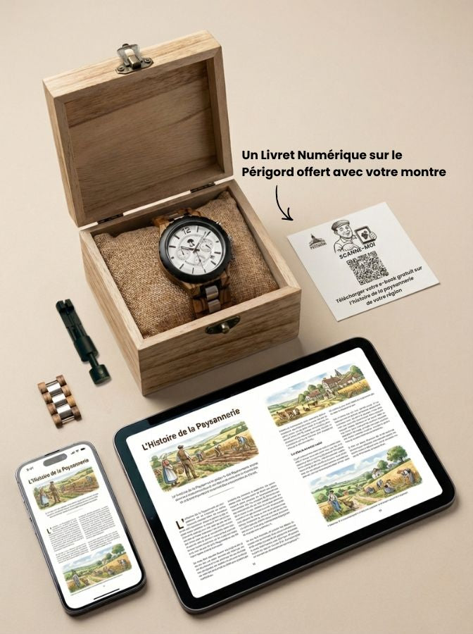 Coffret de la montre La Périgord avec ebook et accessoires